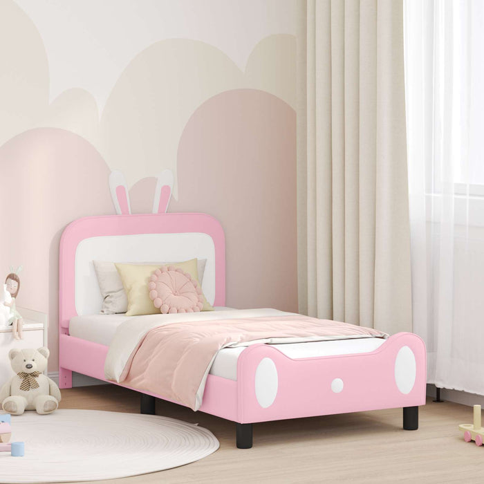 Cadru de pat pentru copii cu spătar Roz 80 x 160 cm PU WALTI