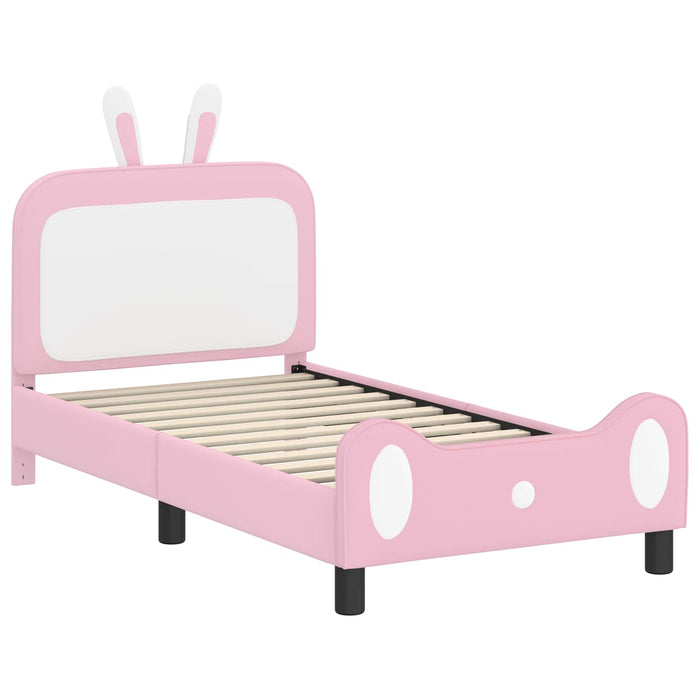 Cadru de pat pentru copii cu spătar Roz 80 x 160 cm PU WALTI