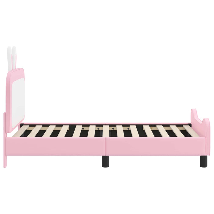 Cadru de pat pentru copii cu spătar Roz 80 x 160 cm PU WALTI