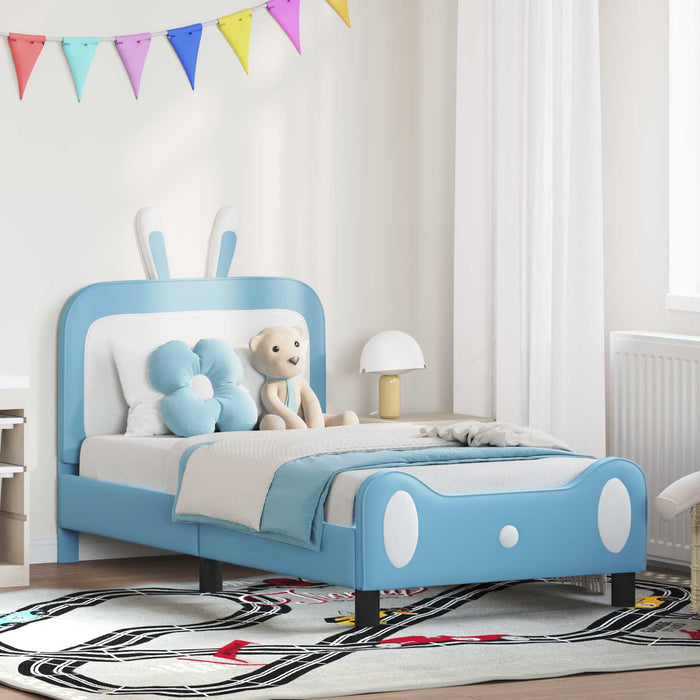 Cadru de pat pentru copii cu spătar albastru 80 x 160 cm PU - WALTI WALTI