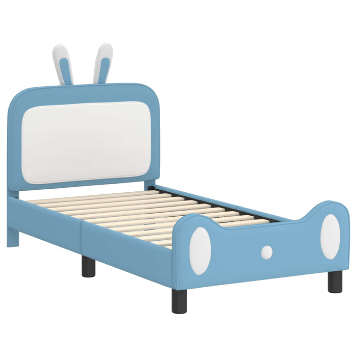 Cadru de pat pentru copii cu spătar albastru 80 x 160 cm PU - WALTI WALTI