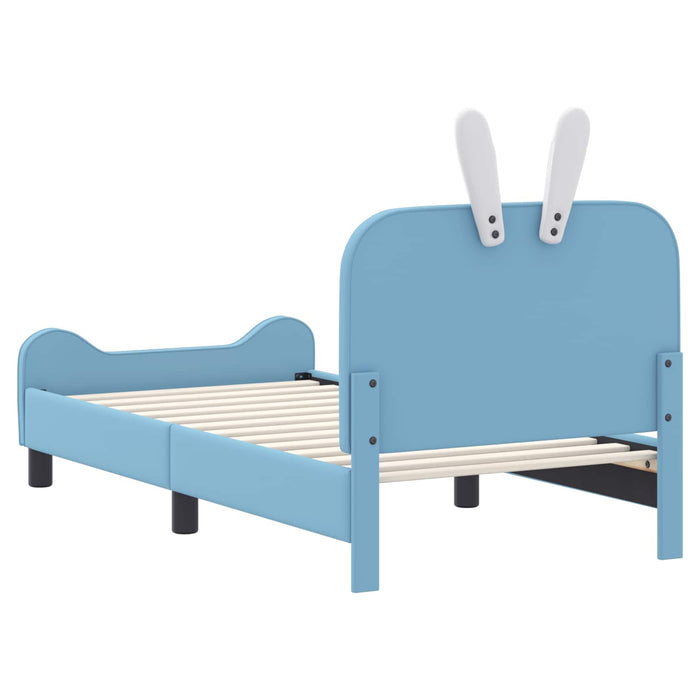 Cadru de pat pentru copii cu spătar albastru 80 x 160 cm PU - WALTI WALTI