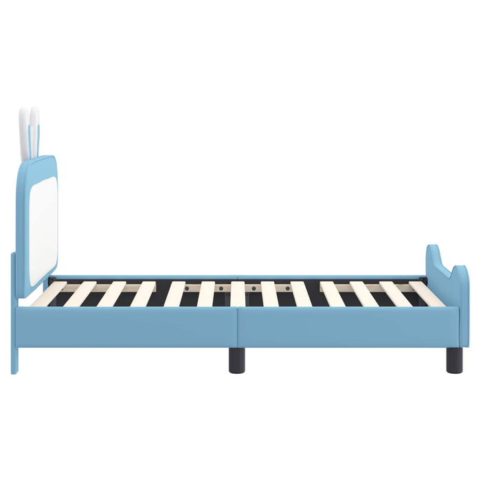 Cadru de pat pentru copii cu spătar albastru 80 x 160 cm PU - WALTI WALTI