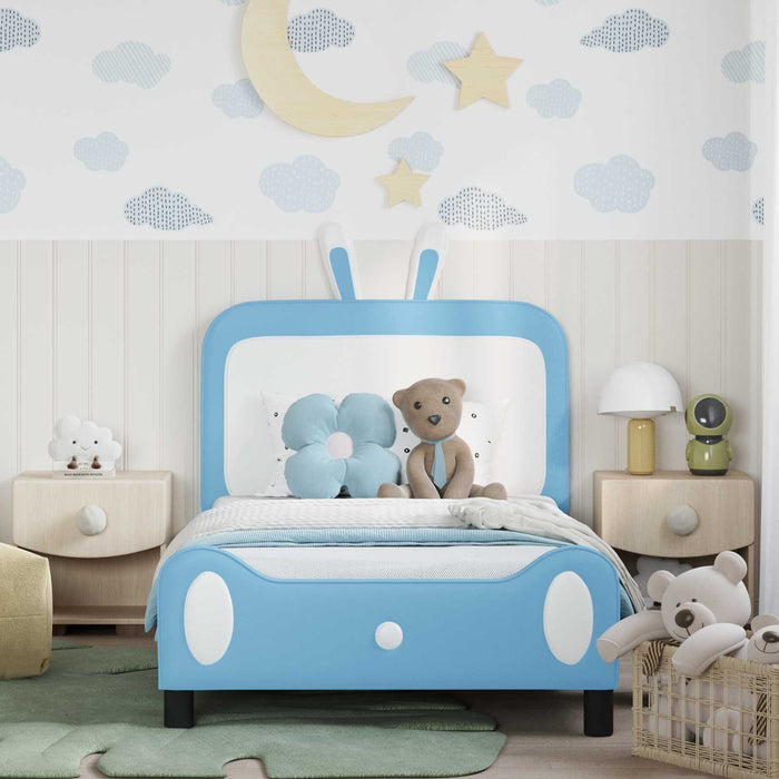 Cadru de pat pentru copii cu spătar albastru 80 x 200 cm PU - WALTI WALTI