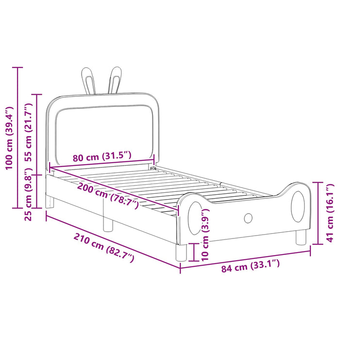 Cadru de pat pentru copii cu spătar albastru 80 x 200 cm PU - WALTI WALTI
