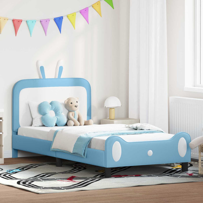 Cadru de pat pentru copii cu spătar albastru 90 x 200 cm PU - WALTI WALTI