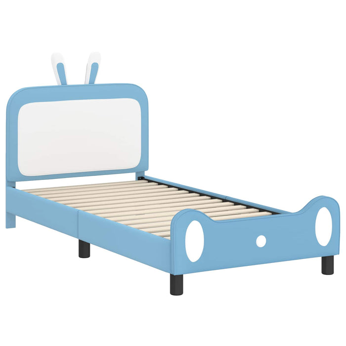 Cadru de pat pentru copii cu spătar albastru 90 x 200 cm PU - WALTI WALTI