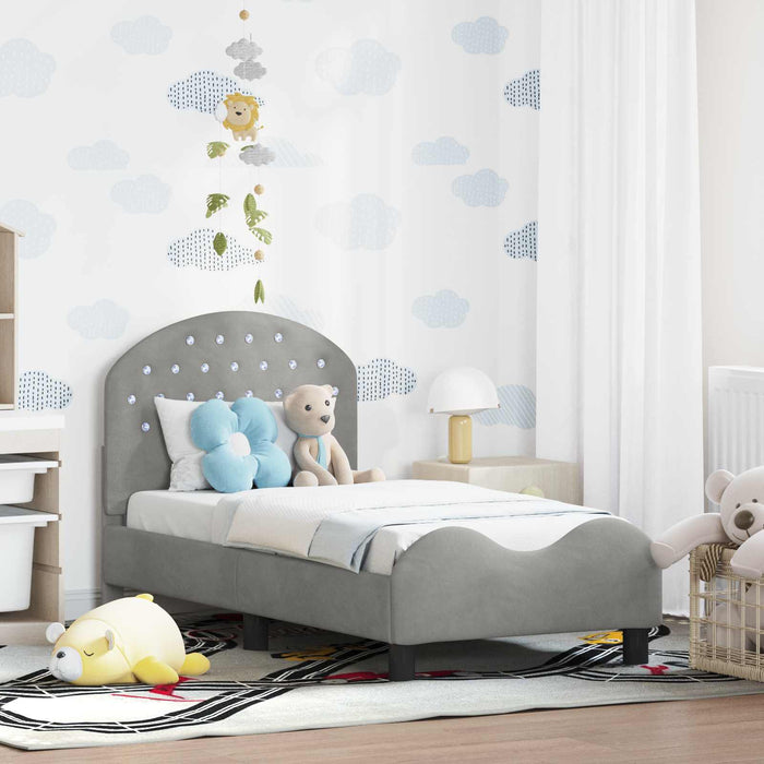 Cadru de pat pentru copii cu spătar Gri deschis 70 x 140 cm - WALTI WALTI
