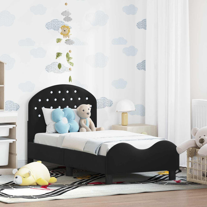 Cadru de pat pentru copii cu spătar Negru 70 x 140 cm Catifea - WALTI WALTI