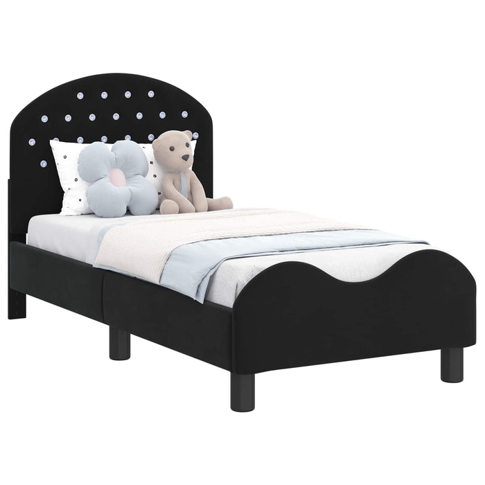 Cadru de pat pentru copii cu spătar Negru 70 x 140 cm Catifea - WALTI WALTI