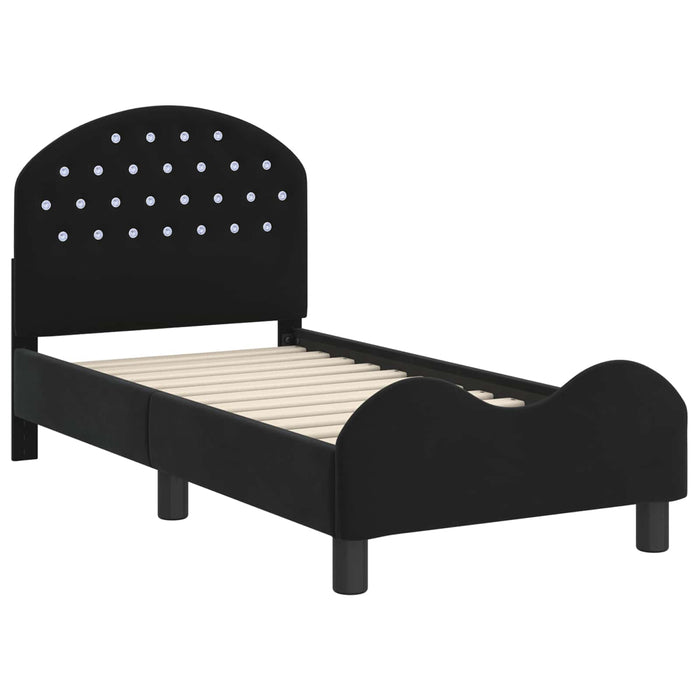 Cadru de pat pentru copii cu spătar Negru 70 x 140 cm Catifea - WALTI WALTI
