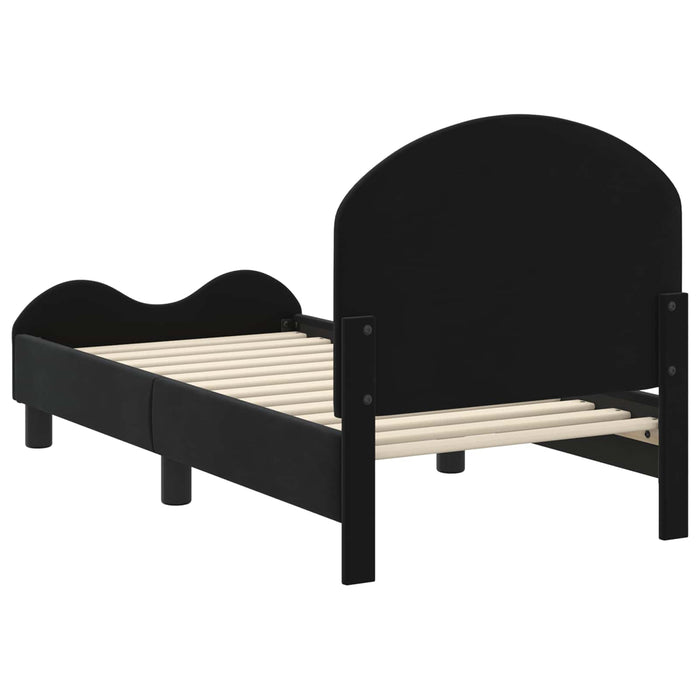 Cadru de pat pentru copii cu spătar Negru 70 x 140 cm Catifea - WALTI WALTI