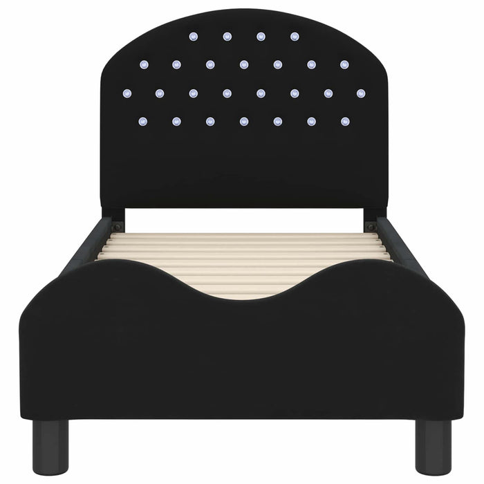 Cadru de pat pentru copii cu spătar Negru 70 x 140 cm Catifea - WALTI WALTI