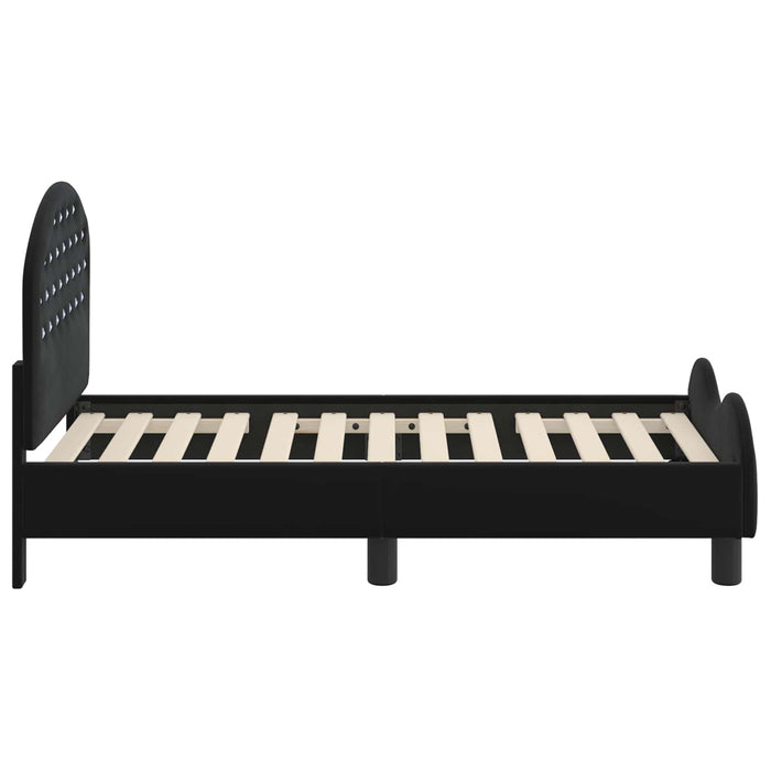 Cadru de pat pentru copii cu spătar Negru 70 x 140 cm Catifea - WALTI WALTI