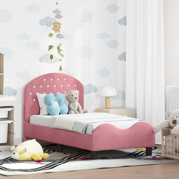 Cadru de pat pentru copii cu spătar Roz 70 x 140 cm Catifea - WALTI WALTI