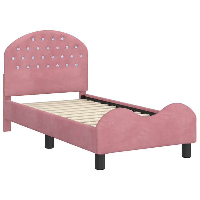 Cadru de pat pentru copii cu spătar Roz 70 x 140 cm Catifea - WALTI WALTI