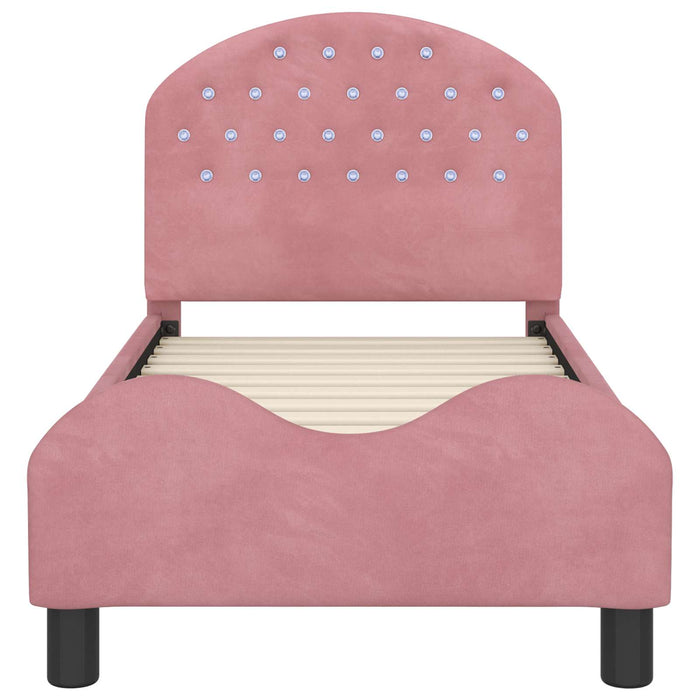 Cadru de pat pentru copii cu spătar Roz 70 x 140 cm Catifea - WALTI WALTI