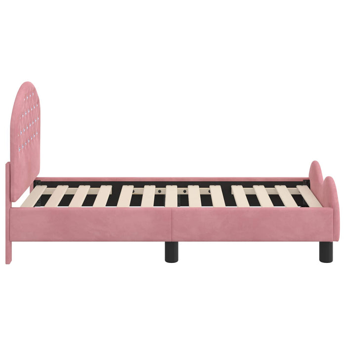 Cadru de pat pentru copii cu spătar Roz 70 x 140 cm Catifea - WALTI WALTI