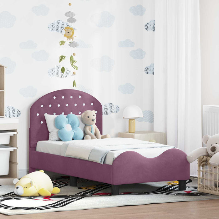 Cadru de pat pentru copii cu spătar Violet 70 x 140 cm Catifea - WALTI WALTI