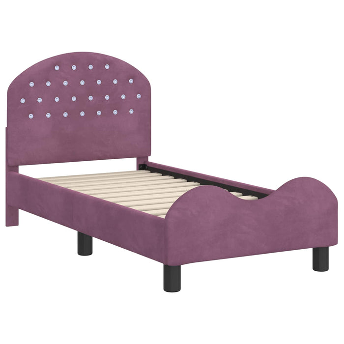 Cadru de pat pentru copii cu spătar Violet 70 x 140 cm Catifea - WALTI WALTI