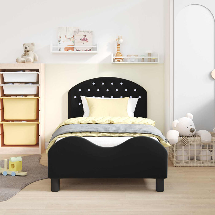 Cadru de pat pentru copii cu spătar Negru 80 x 160 cm Catifea - WALTI WALTI