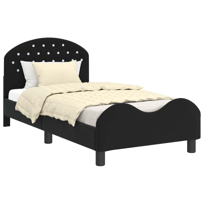 Cadru de pat pentru copii cu spătar Negru 80 x 160 cm Catifea - WALTI WALTI