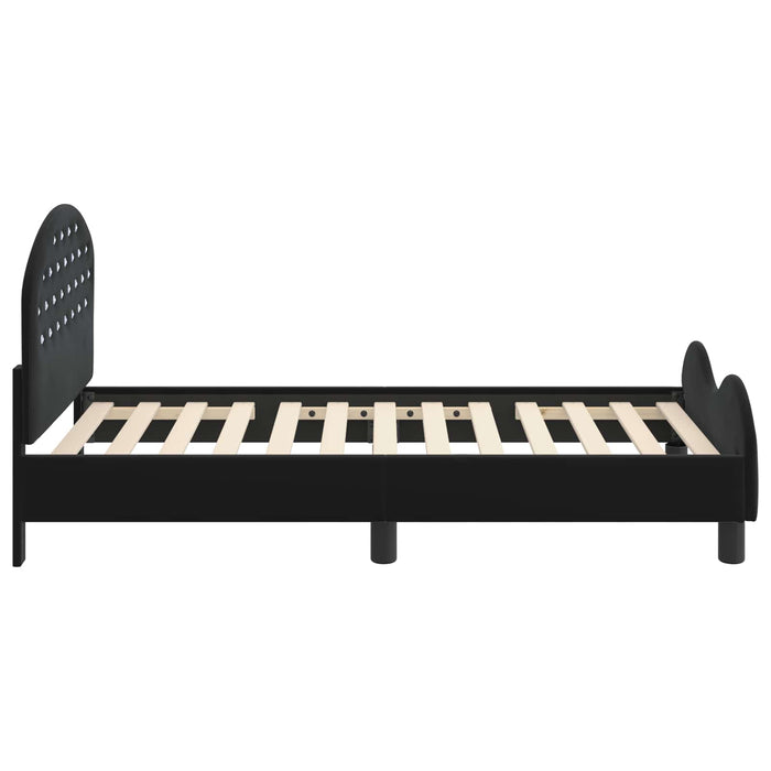 Cadru de pat pentru copii cu spătar Negru 80 x 160 cm Catifea - WALTI WALTI