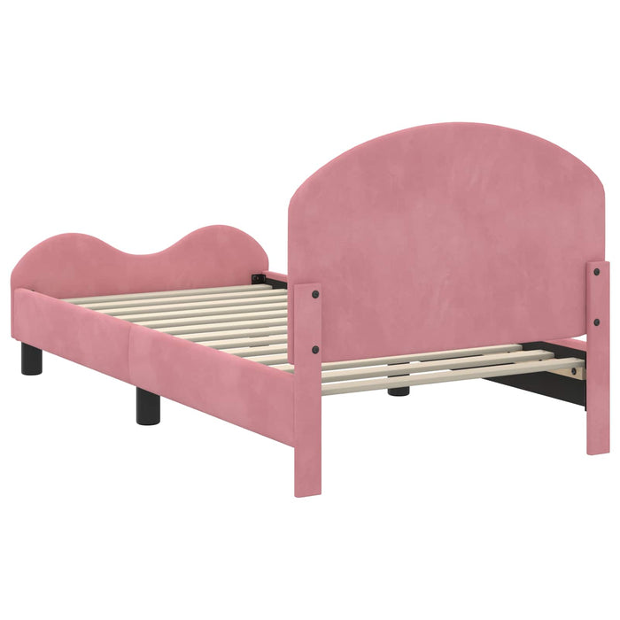 Cadru de pat pentru copii cu spătar Roz 80 x 160 cm Catifea WALTI
