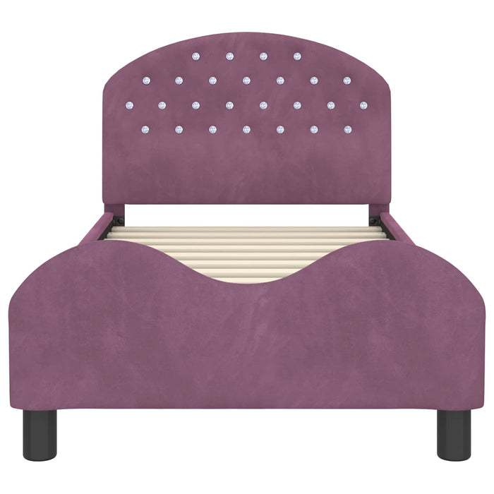 Cadru de pat pentru copii cu spătar Violet 80 x 160 cm Catifea WALTI
