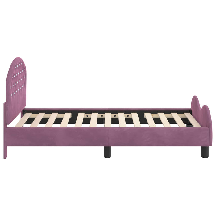 Cadru de pat pentru copii cu spătar Violet 80 x 160 cm Catifea WALTI