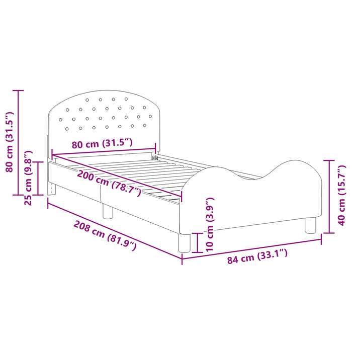 Cadru de pat pentru copii cu spătar Gri închis 80 x 200 cm - WALTI WALTI