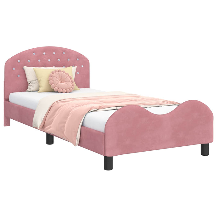 Cadru de pat pentru copii cu spătar Roz 80 x 200 cm Catifea - WALTI WALTI