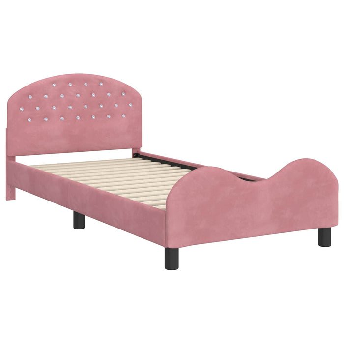 Cadru de pat pentru copii cu spătar Roz 80 x 200 cm Catifea - WALTI WALTI