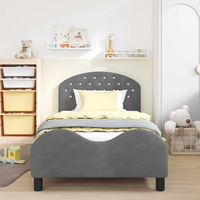 Cadru de pat pentru copii cu spătar Gri închis 90 x 190 cm - WALTI WALTI