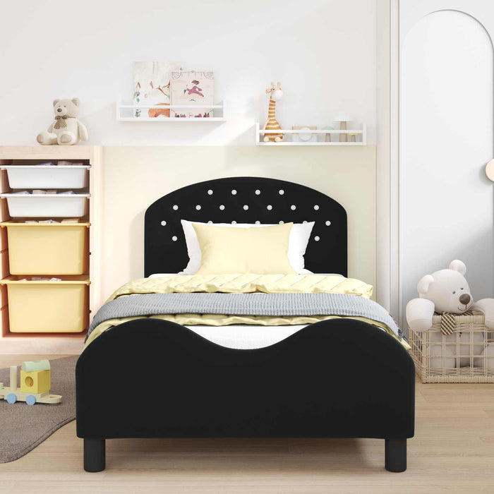 Cadru de pat pentru copii cu spătar Negru 90 x 190 cm Catifea - WALTI WALTI