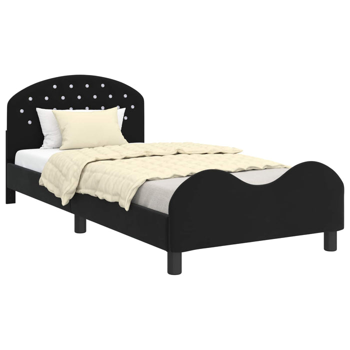 Cadru de pat pentru copii cu spătar Negru 90 x 190 cm Catifea - WALTI WALTI