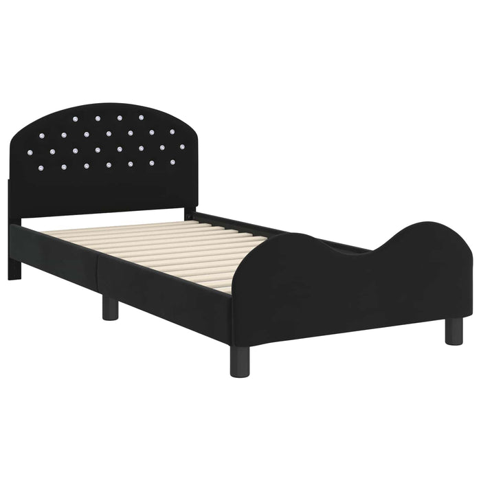 Cadru de pat pentru copii cu spătar Negru 90 x 190 cm Catifea - WALTI WALTI