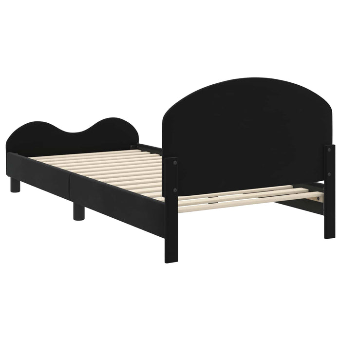 Cadru de pat pentru copii cu spătar Negru 90 x 190 cm Catifea - WALTI WALTI