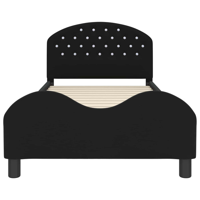 Cadru de pat pentru copii cu spătar Negru 90 x 190 cm Catifea - WALTI WALTI