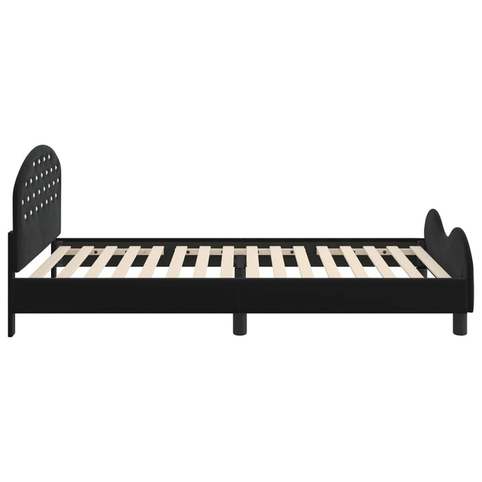 Cadru de pat pentru copii cu spătar Negru 90 x 190 cm Catifea - WALTI WALTI