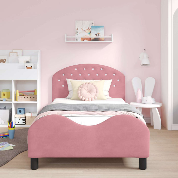 Cadru de pat pentru copii cu spătar Roz 90 x 190 cm Catifea - WALTI WALTI