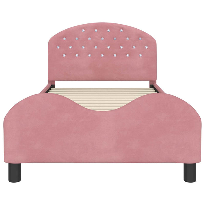 Cadru de pat pentru copii cu spătar Roz 90 x 190 cm Catifea - WALTI WALTI
