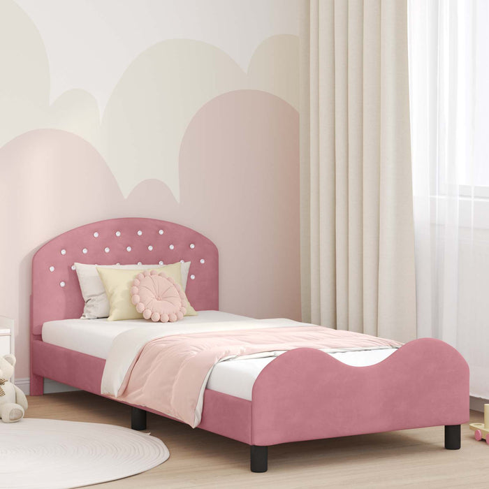 Cadru de pat pentru copii cu spătar Roz 90 x 200 cm Catifea - WALTI WALTI