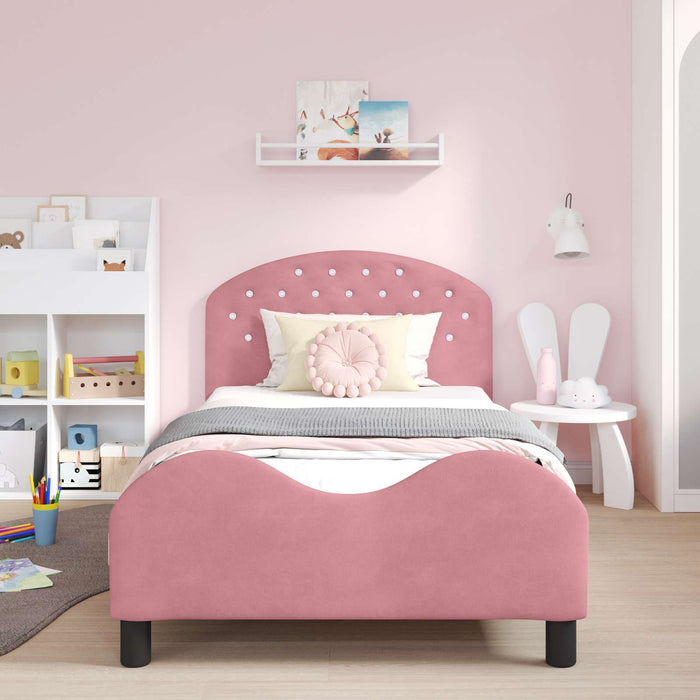 Cadru de pat pentru copii cu spătar Roz 90 x 200 cm Catifea - WALTI WALTI