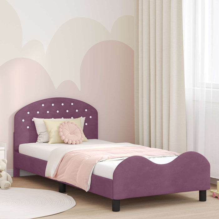 Cadru de pat pentru copii cu spătar Violet 90 x 200 cm Catifea WALTI