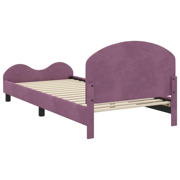 Cadru de pat pentru copii cu spătar Violet 90 x 200 cm Catifea WALTI