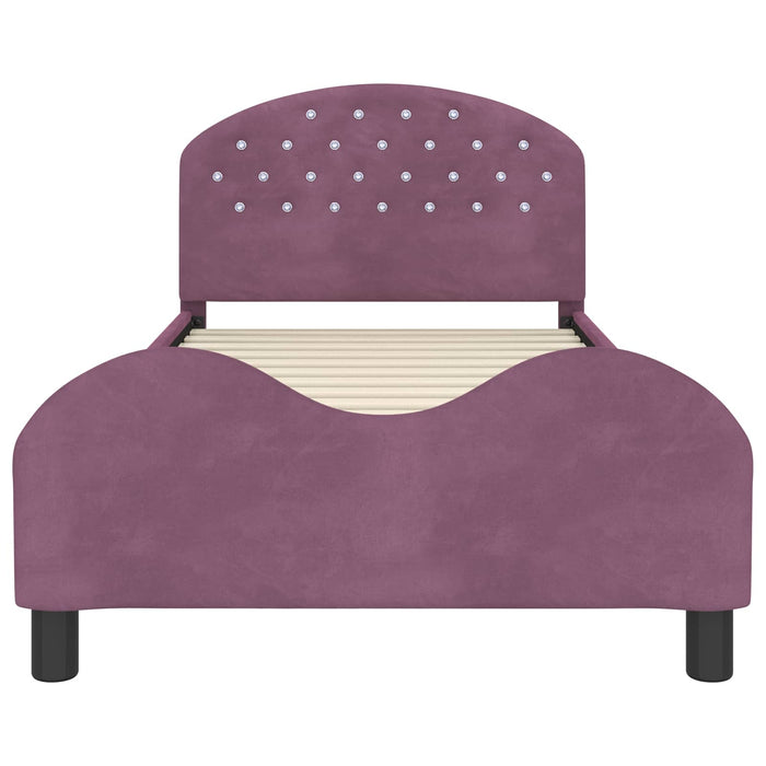 Cadru de pat pentru copii cu spătar Violet 90 x 200 cm Catifea WALTI