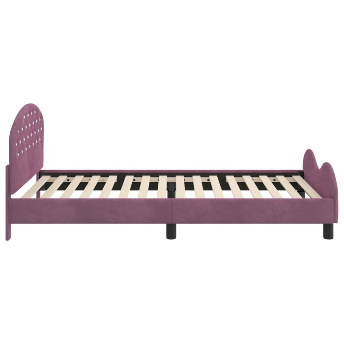 Cadru de pat pentru copii cu spătar Violet 90 x 200 cm Catifea WALTI
