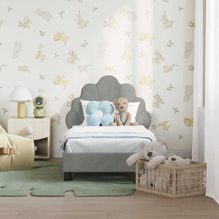 Cadru de pat pentru copii cu spătar Gri deschis 70 x 140 cm WALTI
