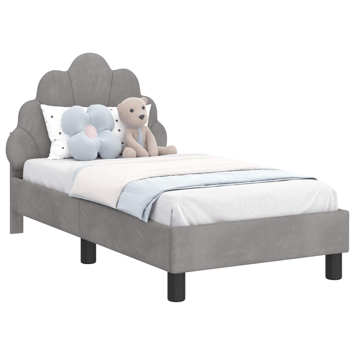 Cadru de pat pentru copii cu spătar Gri deschis 70 x 140 cm WALTI
